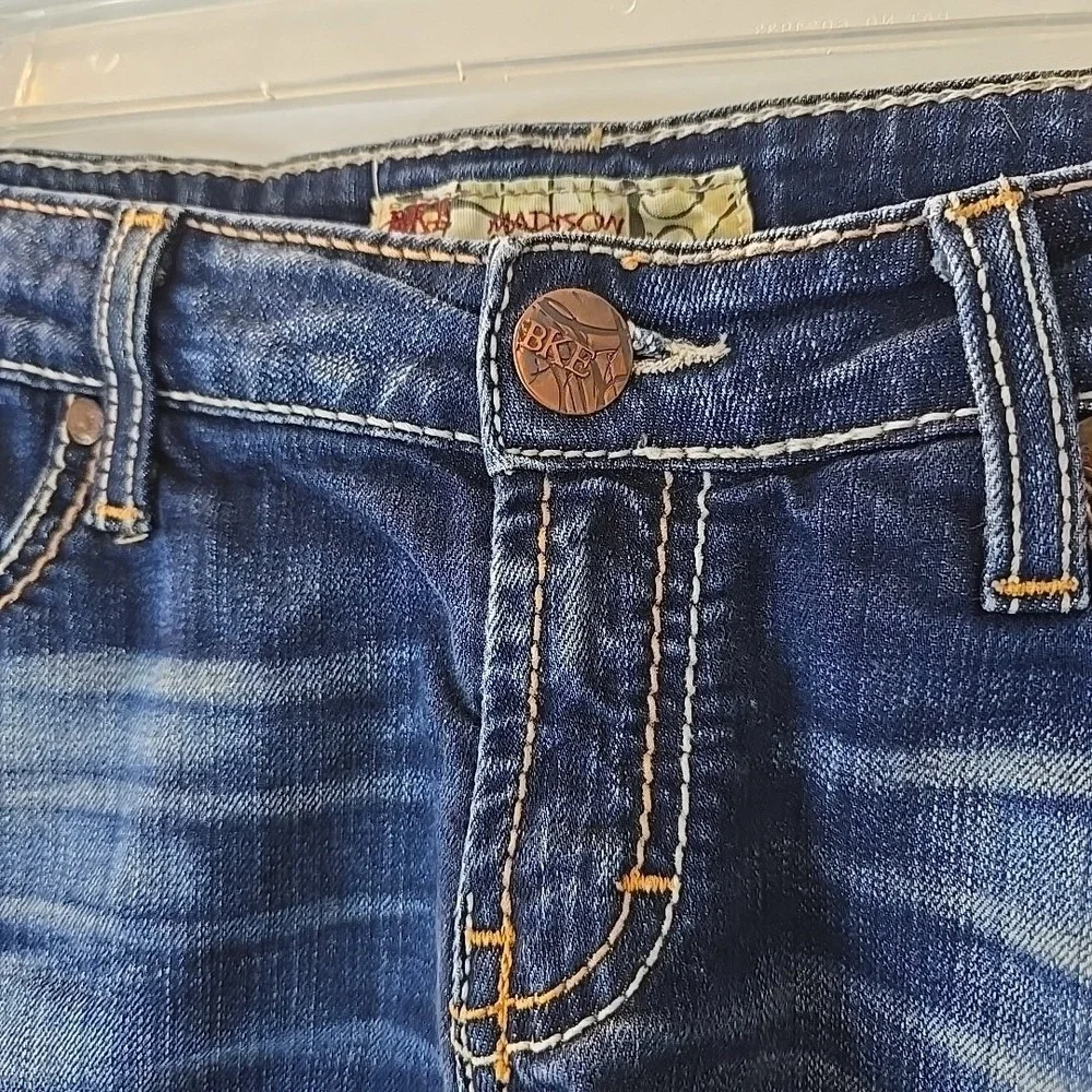 BKE Denim Madison Low‎ Rise Distressed Rough Hem Shorts Womens 28 Blue Y2K Vibes